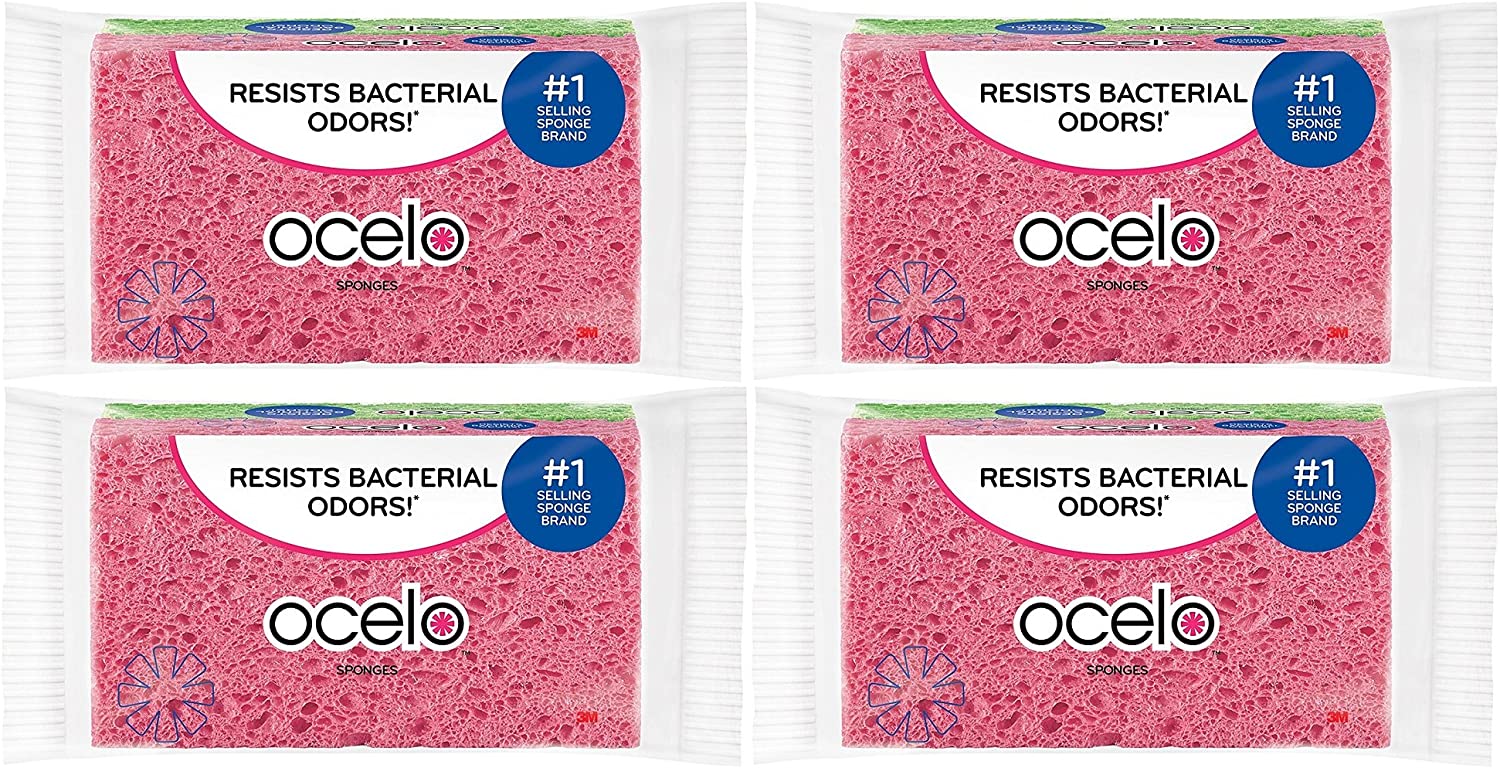 Ocelo Sponges Colors May Vary, 2-Count, Pack of 4 (8 Sponges Total)