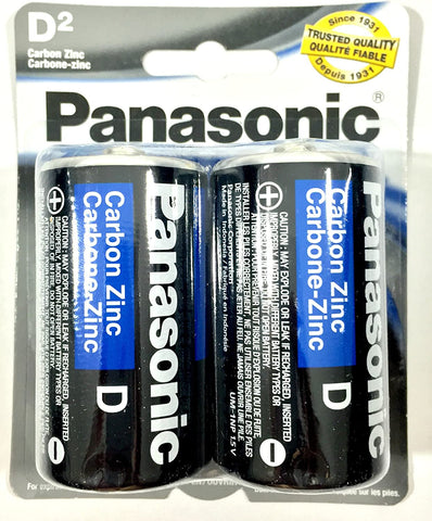 2Pc Size D Panasonic Batteries Super Heavy Duty Power Zinc Carbon