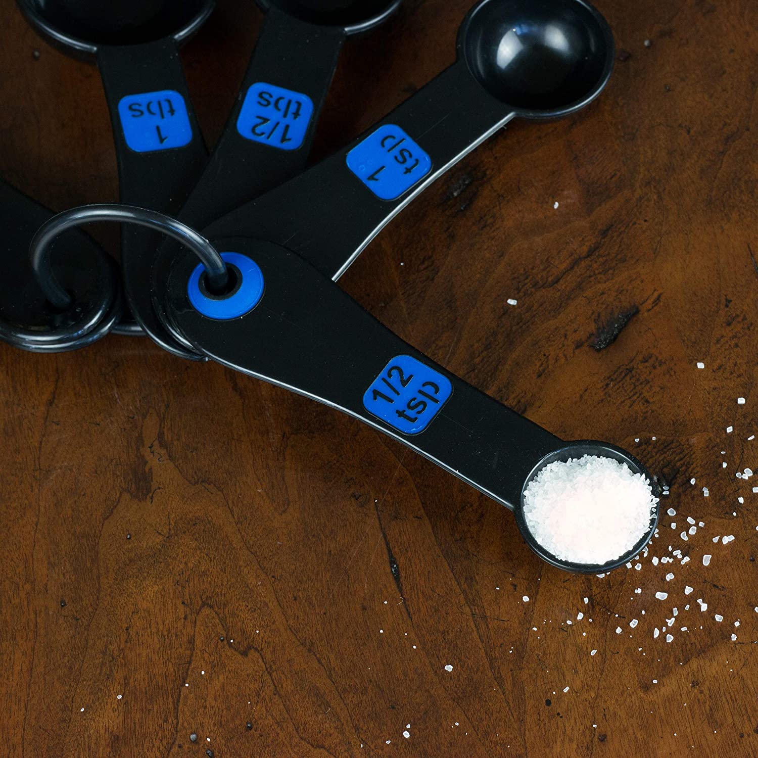 Chef Craft Easy to Read Plastic 10 Piece Blue/Black Measuring Cup and Spoon Set