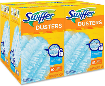 Swiffer 21459CT Refill Dusters, Dust Lock Fiber, Light Blue, Unscented, 10/Box, 4 Box/Carton