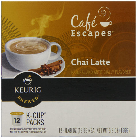 Image of Cafe Escapes Chai Latte K-Cup Portion Packs for Keurig K-Cup Brewers