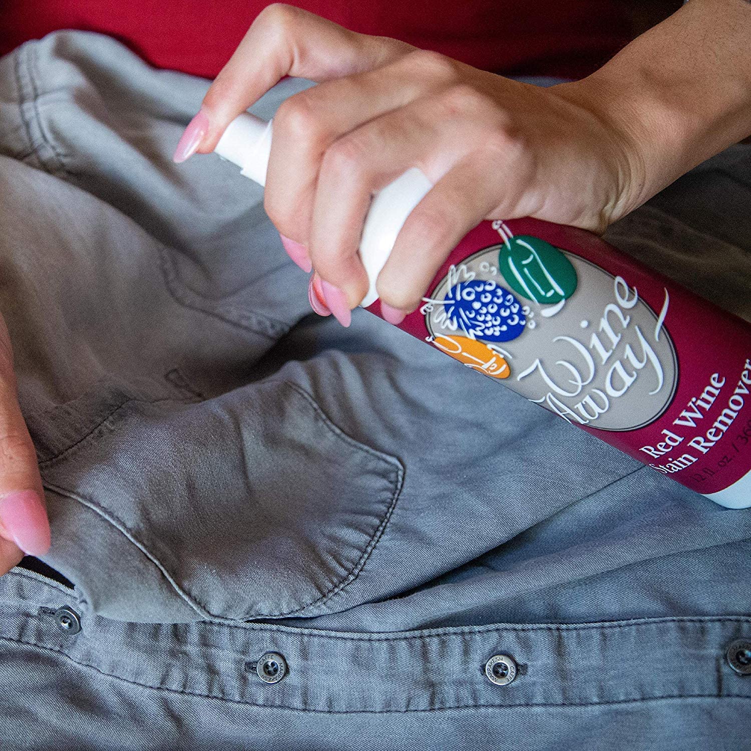 Wine Away Red Wine Stain Remover - Perfect Fabric Upholstery and Carpet Cleaner Spray Solution - Removes Wine Spots - Spray and Wash Laundry to Vanish Stain - Wine Out - Zero Odor - 12 Ounce, 2 Pack