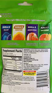 Halls Defense Vitamin C Assorted Citrus Cough Drops, 30-Count (2 Pack) (2 Pack)