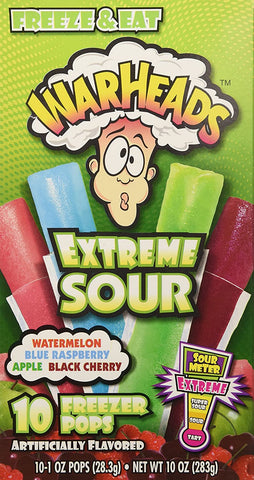 Image of Warheads Extreme Sour Freezer Pops Freeze and Eat 10 Pops Pack of 2