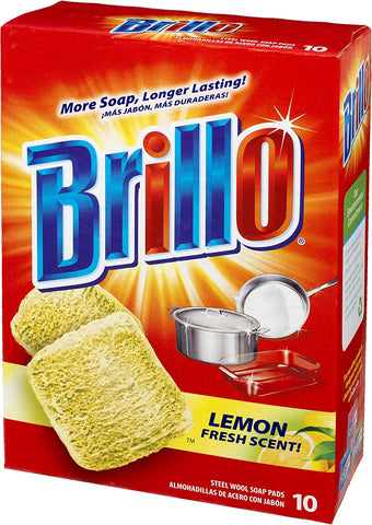 Brillo Steel Wool Soap Pads, Lemon, 10-Count