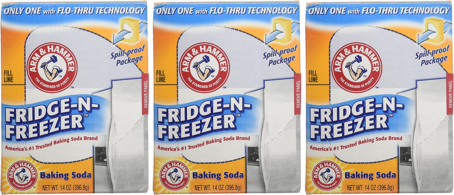 Arm & Hammer Baking Soda, Fridge-N-Freezer Pack, Odor Absorber, 14oz (Pack of 3)