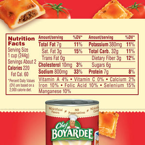 Chef Boyardee Mini Beef Ravioli in Tomato & Meat Sauce, 4-pack, 60 oz