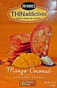 Nonni's Thin Addictives Mango Coconut Almond Thins 6 pkgs ( 3 Pack)