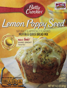 Betty Crocker Lemon Poppy Seed Muffin & Quick Bread Mix 14.5 Oz (Pack of 2)
