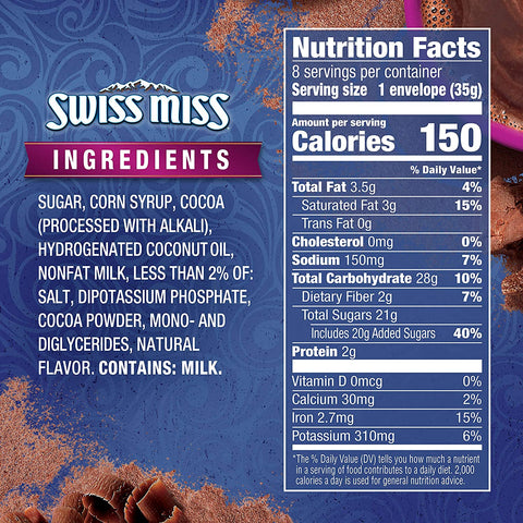 Image of Swiss Miss, Dark Chocolate Sensation, Hot Cocoa Mix, 1.25 Ounce (Pack of 32)