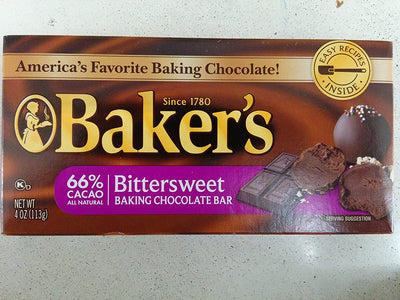 Baker's Bittersweet Baking Chocolate Bar, 4 Oz (6-Pack)