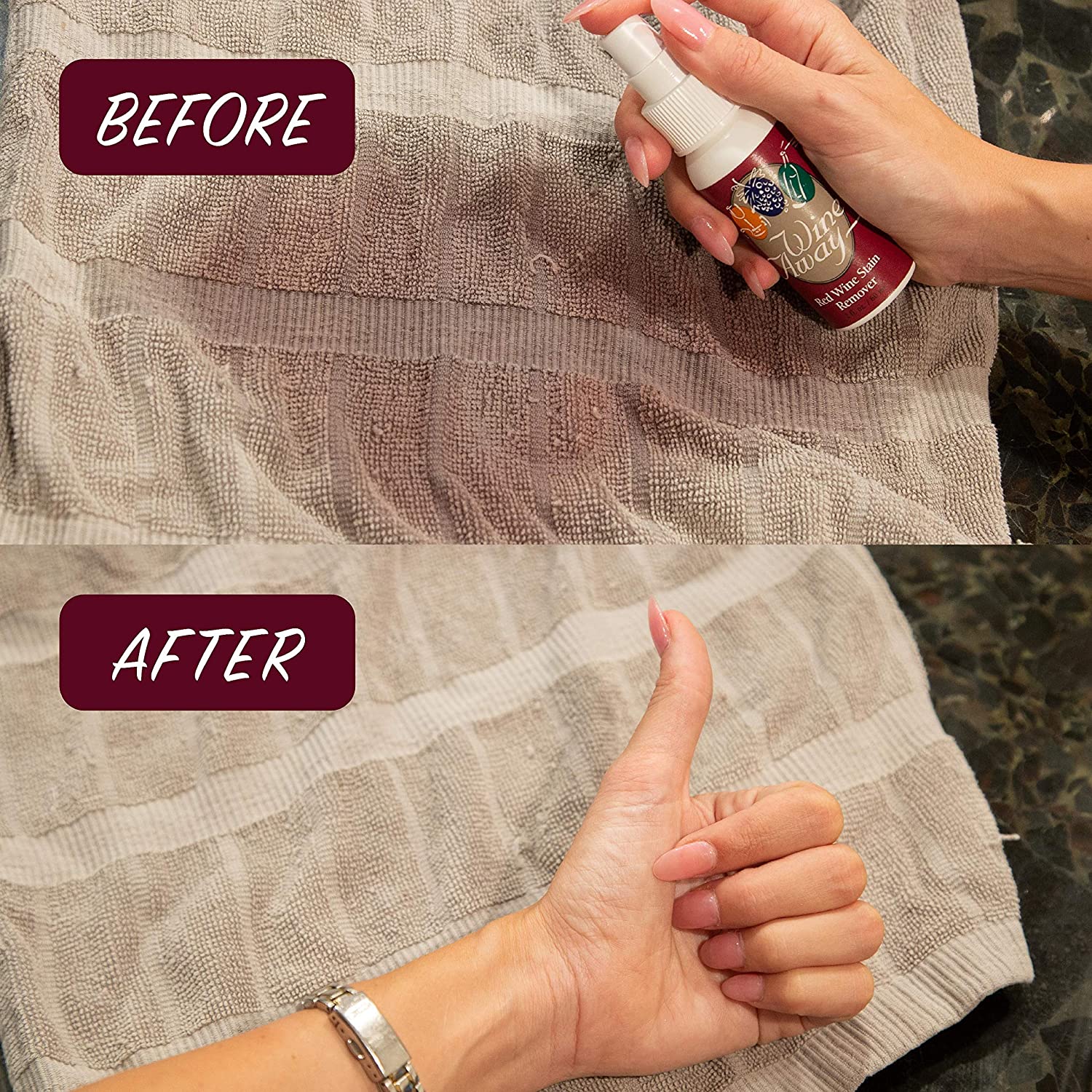 Wine Away Red Wine Stain Remover - Perfect Fabric Upholstery and Carpet Cleaner Spray Solution - Removes Wine Spots - Spray and Wash Laundry to Vanish Stain - Wine Out - Zero Odor - 12 Ounce + 2 Ounce