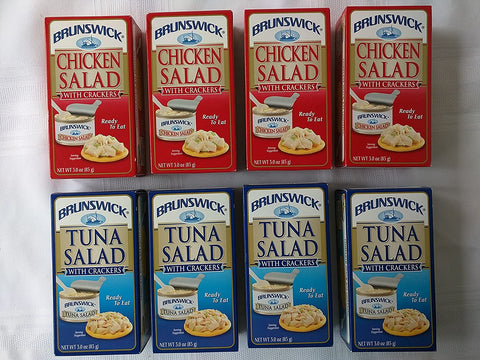Image of Brunswick Tuna Salad & Chicken Salad With Crackers Ready to Eat Snack Kit 3.0 oz Each (8 ct)