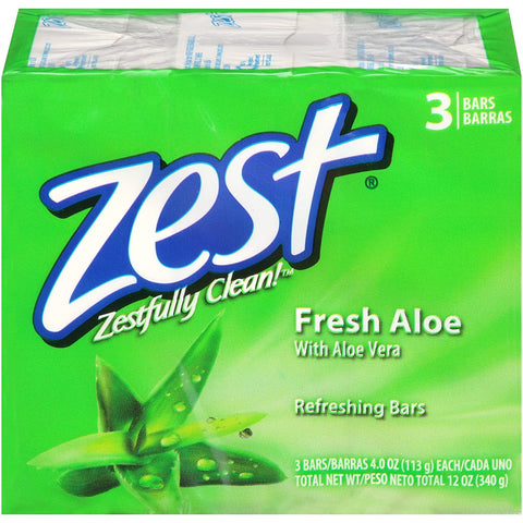 Zest Bath BAR Fresh Aloe 3X4 Oz, Fresh Aloe, 3.4 Ounce