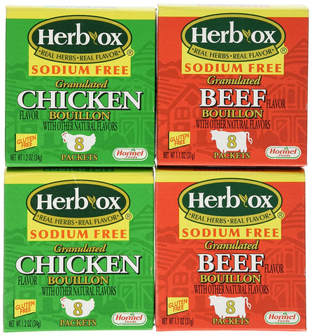 Image of Herb-Ox Sodium Free Bouillon Bundle - 4 Items (2 Beef Bouillon and 2 Chicken Bouillon) - Super Value