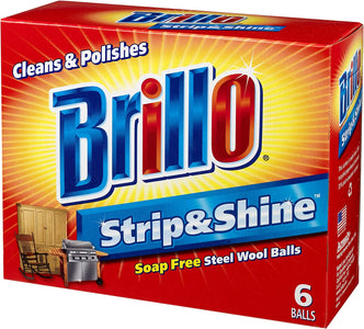 Brillo Supreme Strip & Shine Steel Wool Balls 070881233064 Brillo Strip & Shine Steel Wool Balls, 6-Count,